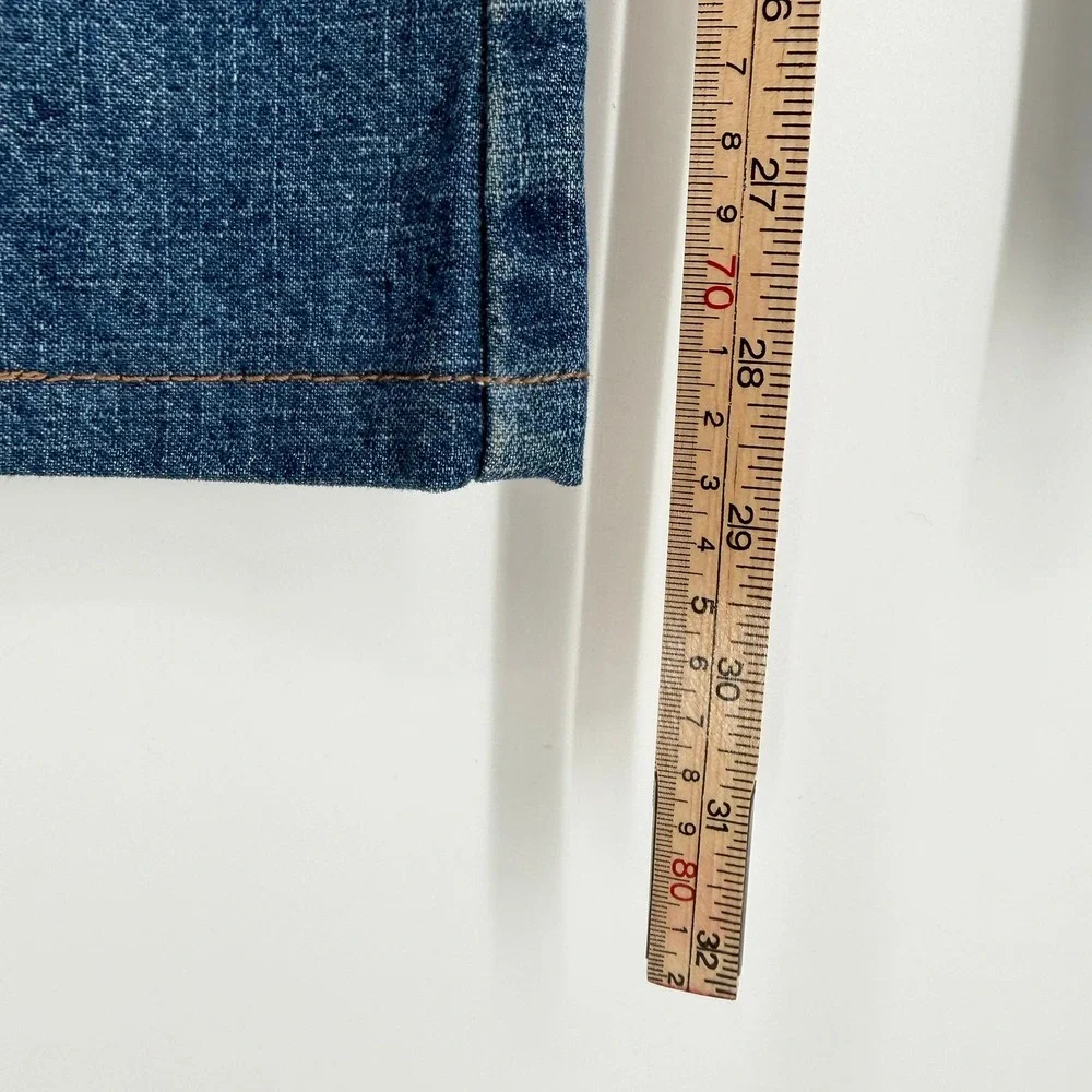 ActionWest Vintage High Waisted Wide Leg Blue Jeans Side Slit 100% Cotton Size 6